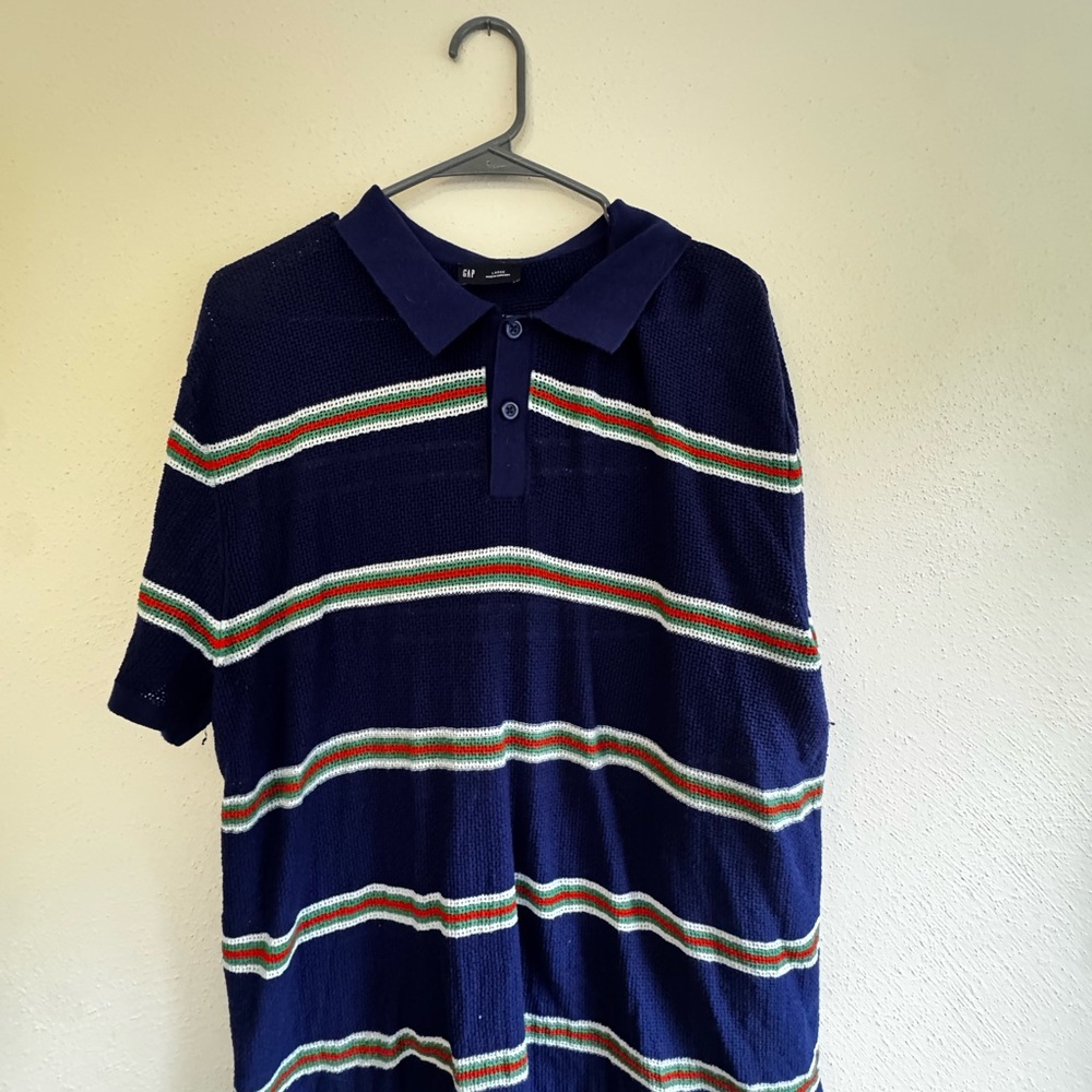 GAP Navy Polo Shirt with Multicolor Stripes